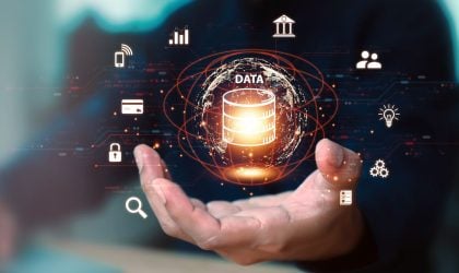 Cloud computing data management technology system for computer network cyber security or database file document transfer and sharing, big data for finance data analytics to growth concepts.